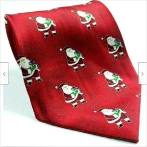 Santa Claus Christmas Snowflake Silk Tie